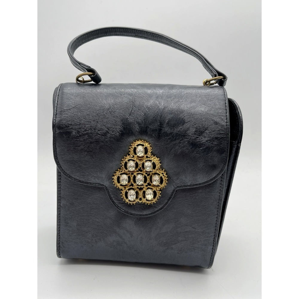 Magda Makkay Early‎ 1900'S Black  Embellished Evening Purse Vintage 5.5" X 6.5"